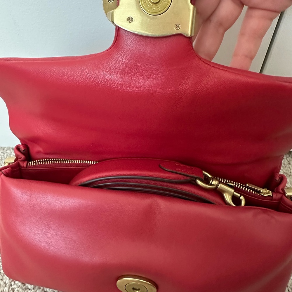 Coach Red Leather Pillow Tabby Shoulder Bag with Gold Hardware